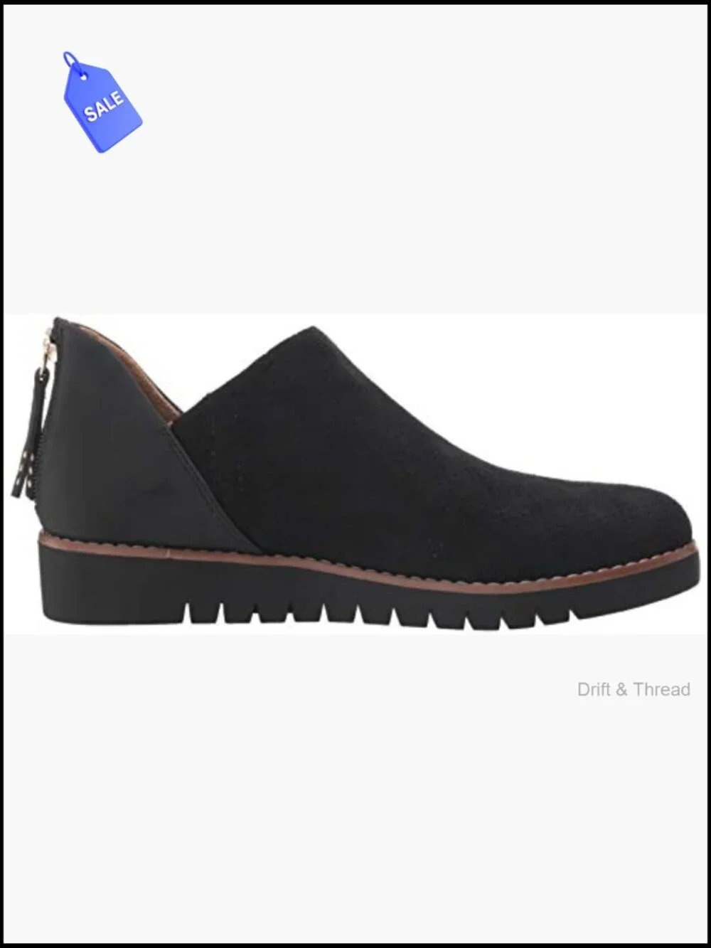 Women's Ankle Booties with Zip Closure Round Toe Perforated Comfort